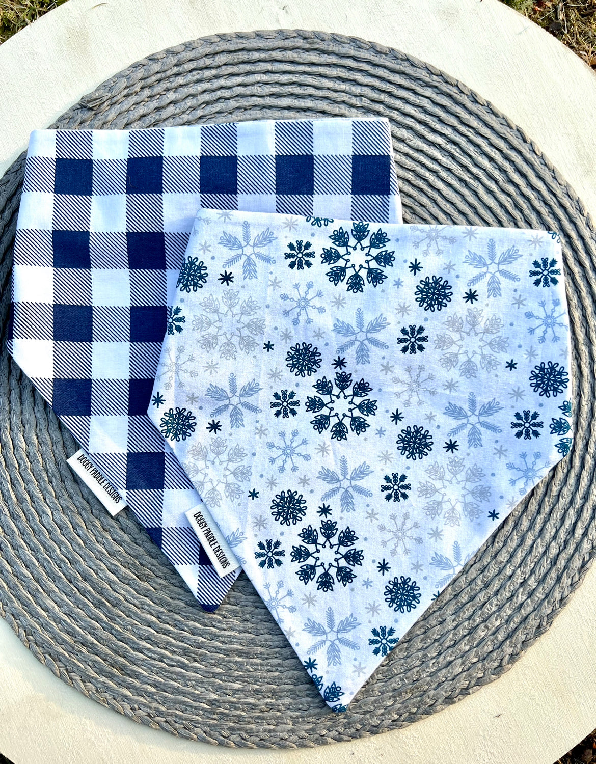 Plaid Winter Snowflakes Pet Bandana