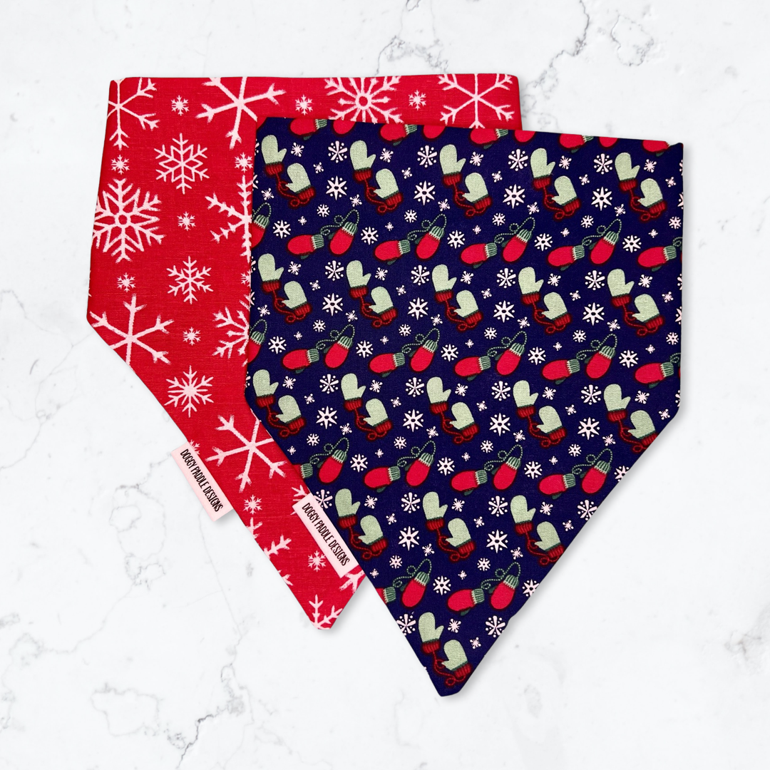 Winter Mitten Pet Bandana | Snowflake