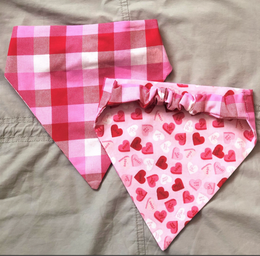 Valentine Candy Pet Bandana | Pink Plaid