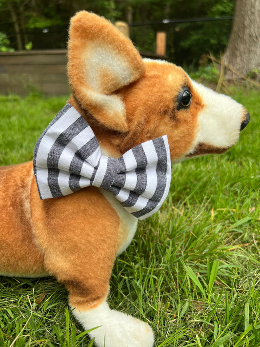 Denim Stripe Bow Tie