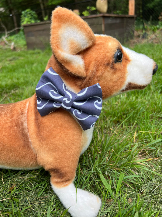Navy Waves Bow Tie
