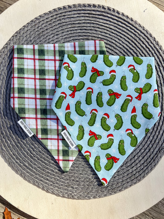 Pickle Plaid Holiday Pet Bandana