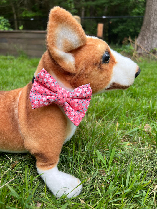 Pink Floral Bow Tie