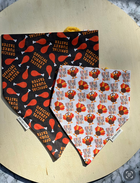 Gobble Till You Wobble Pet Bandana | Turkey Taster