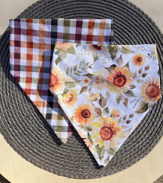 Autumn Plaid Pet Bandana | Sunflower