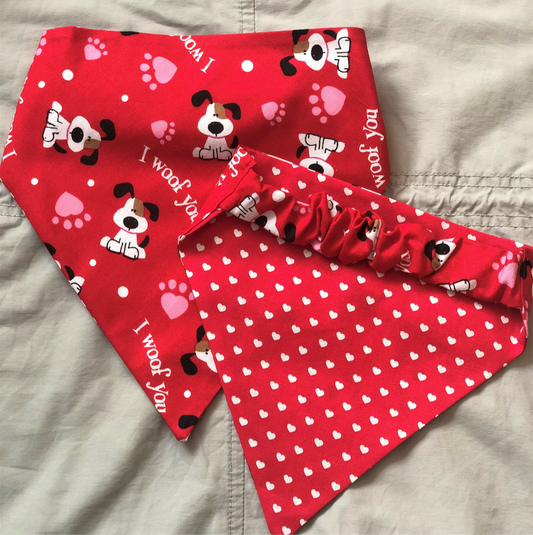 I Woof You Pet Bandana | Red Hearts