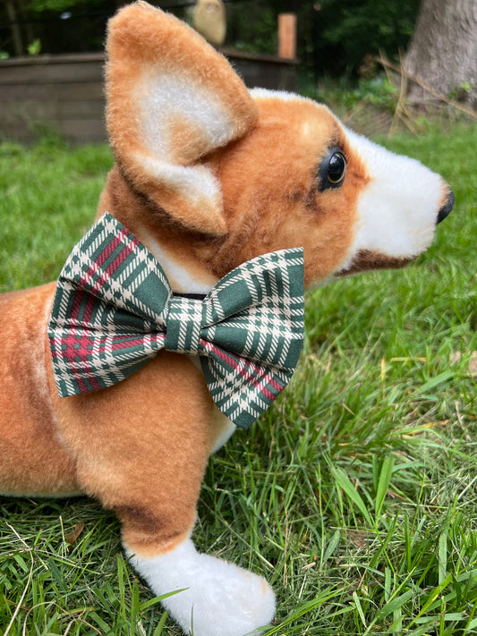 Green and Red Plaid Bow Tie