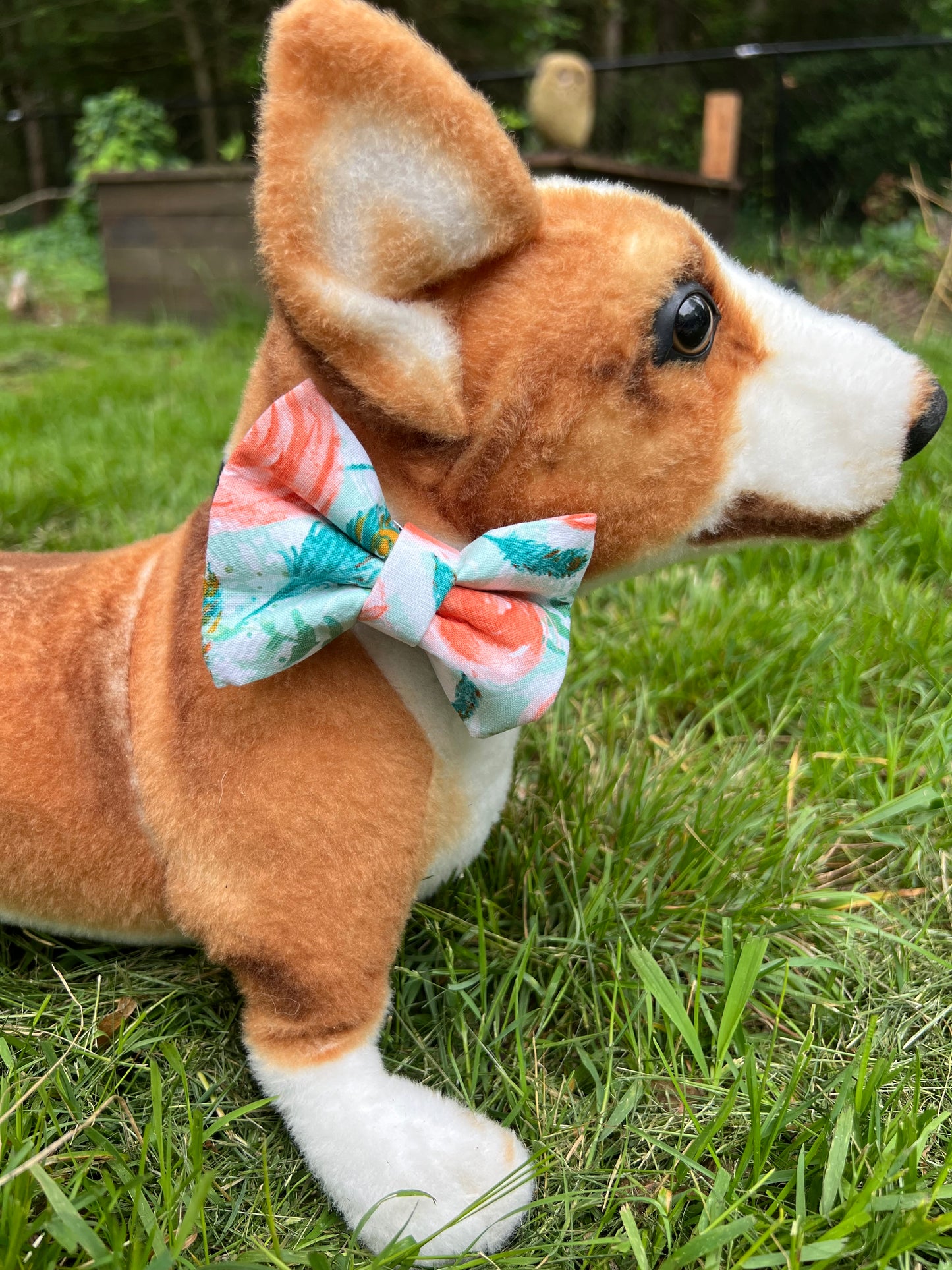Mint and Pink Floral Bow Tie