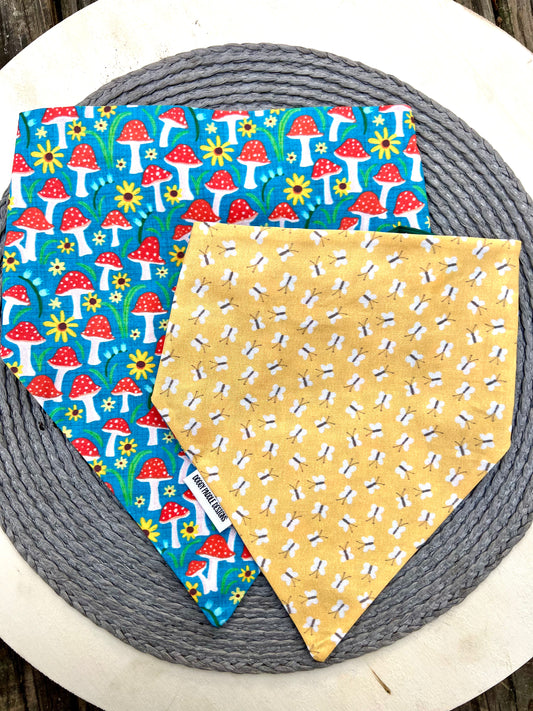 Mushroom Bandana | Yellow Butterflies