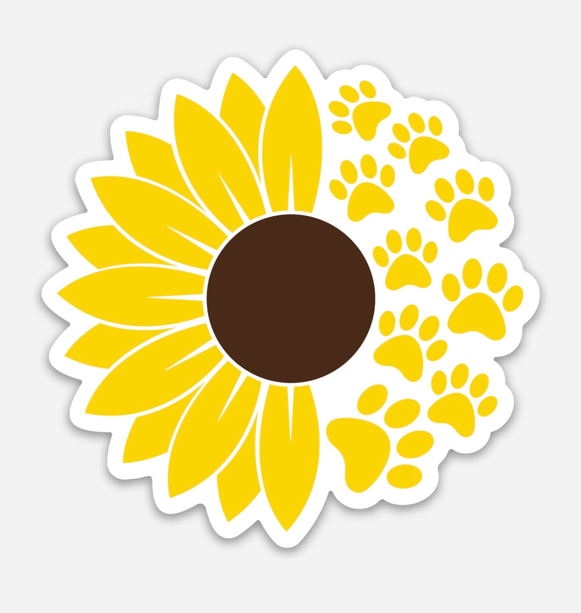 Paw Print Sunflower Sticker